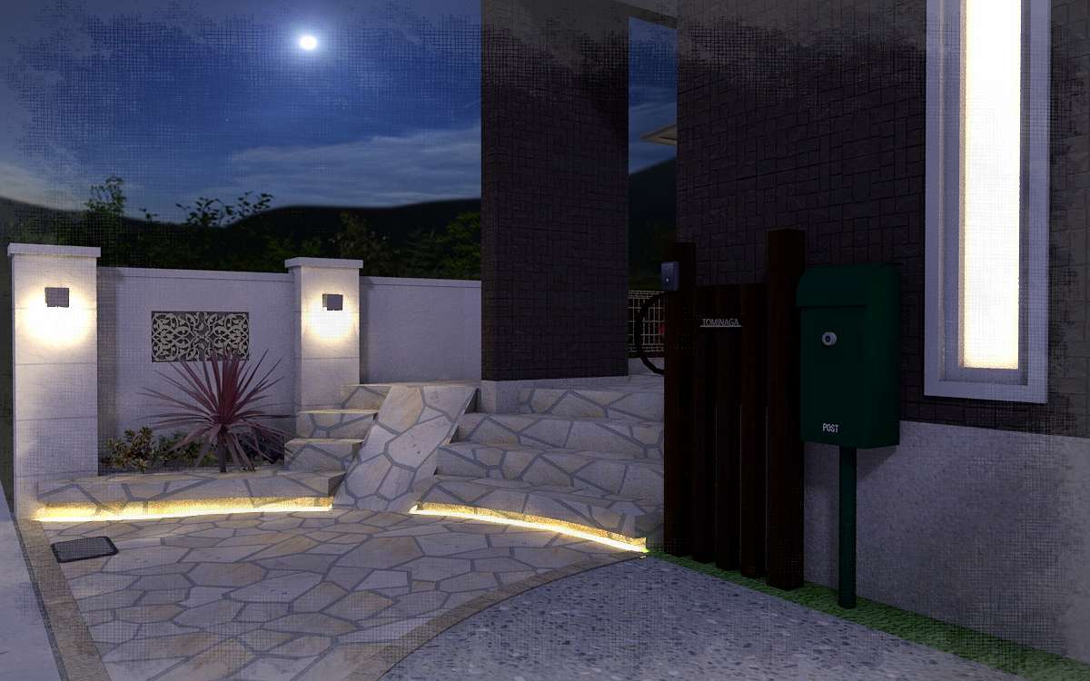 RIKCAD外構パース制作事例 CAD6 夜景