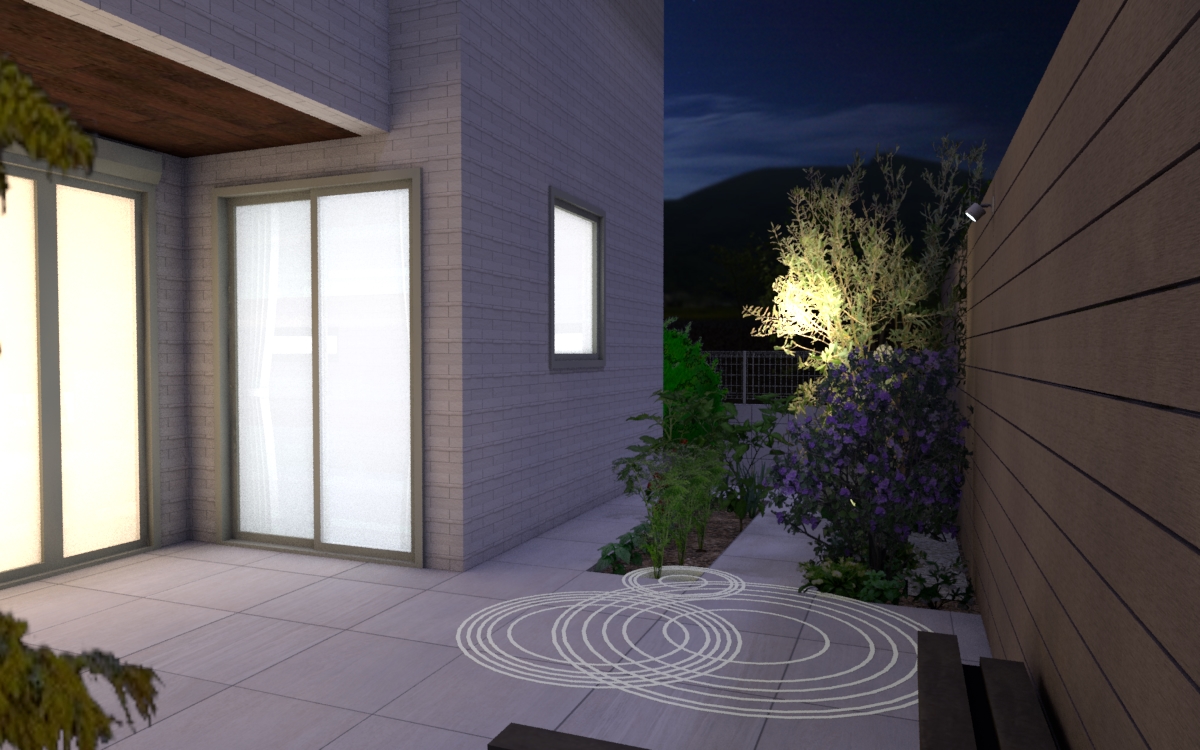 RIKCAD外構パース制作事例 CAD7 夜景