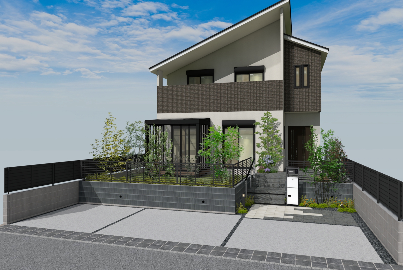 建物と外構を作成したRIKCADデータの例